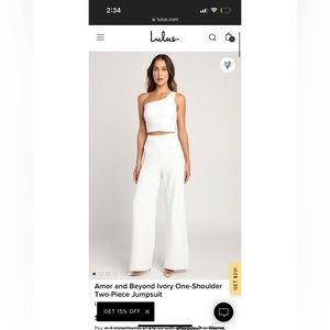 Amor and Beyond Ivory One-Shoulder Two-Piece Jumpsuit